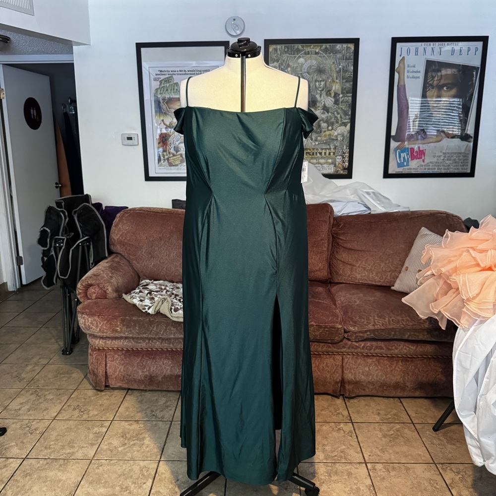 Night Way Collections Strapless Dark Green Gown